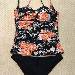 Cupshe Floral 2 piece tankini swimsuit XXL
